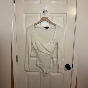 House of Harlow Wrap Ribbed Long Sleeve Bodysuit Balletcore Size Small